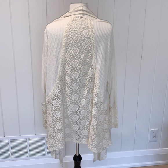 Target Sweaters - TARGET Open Front Ivory Lace Details  Lightweight Cardigan Wrap size XXL